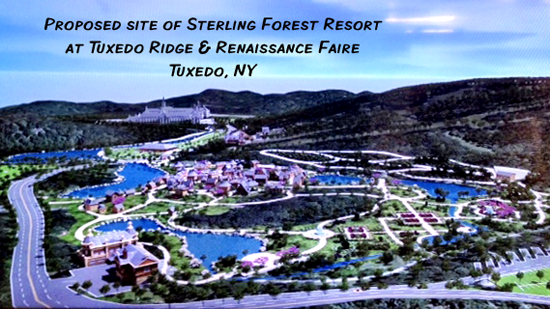 Proposed vision of the Sterling Forest casino, with a reconstituted Renaissance Village in the foreground