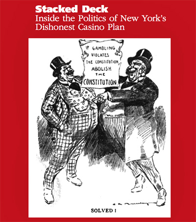 Cover of Paul Davies investigative piece, Stacked. Cartoon by Charles R. Macauley (1871- 1934), reprinted from “Race-Track Gambling in New  York,” Current Literature, April 1908.