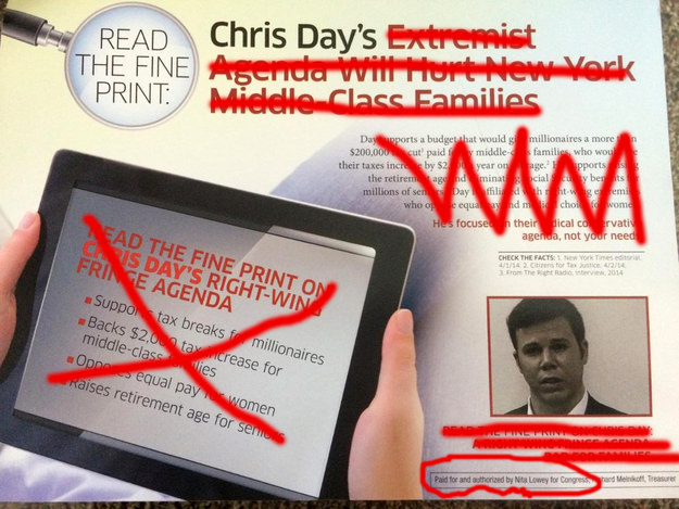 Candidate Chris Day's red pencil response to Nita Lowey mailer in the District 17 race for Congress / 