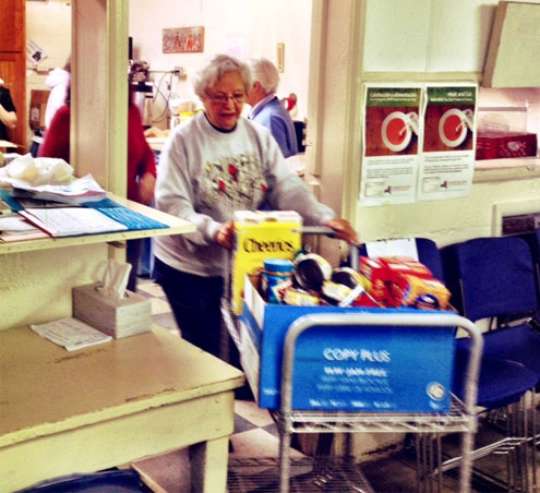 Volunteers busy packing food at the Food Pantry, one of Sloatsburg's important community outreach organizations.