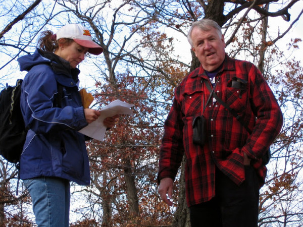 Ed Lenik, right, will give present a lecture, "Indians in the Ramapos",  Sunday, December 14, from 1 p.m. – 3 p.m. at Sterling Forest State Park  Visitor's Center. Wit map is the proprietor of Ol' Darlin' products Kathy Goldman.