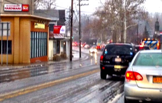 A look at Sunday morning  Sloatsburg traffic after icy rain caused a backup along the Rt. 17 corridor heading south out of the village.