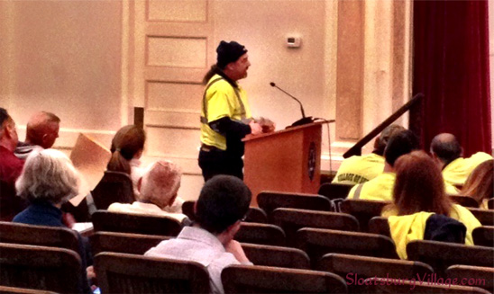 CSEA Unit 8369 President Scott Brown addresses the Suffern Board of Trustees as representative Suffern employees,  with the exception of the Suffern Police. Department 