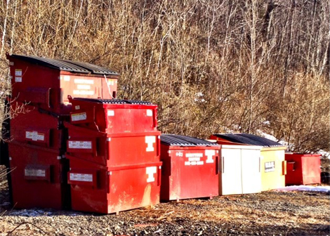 Countywide Carting containers waiting to move into the warehouse in Torne Valley.