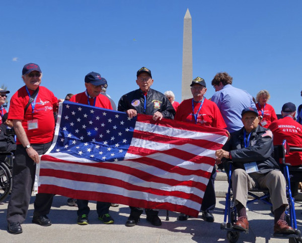 Sloatsburg's veterans awarded this flag to Mayor Carl Wright for his support of the veterans Honor Flight.