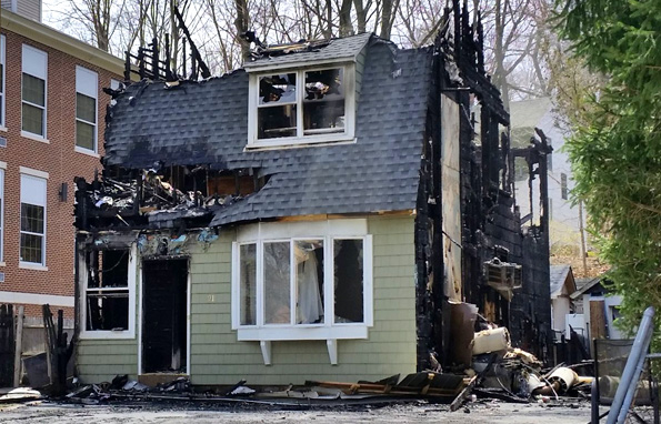 Some 100 first responders came to the aid of Tuxedo Sunday night during a four-alarm fire that saw two homes gutted. / Photo courtesy of William A. Sweet