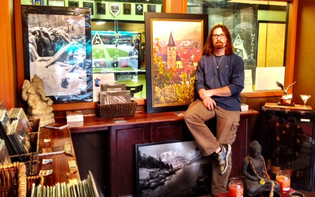 Suffern-based photographer Michael Malandra in his Elements Gallery beside the Church Steeple, which will adorn the new Torne Valley Vineyards Germn-style white wine Gewürtztraminer.