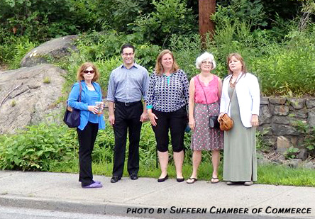 A nice place to visit: members of the loose coalition working on the Suffern Trail Town initiative include from left NYDOT Bikes & Trail Co-ordinator, Leg. Alden Wolfe, Patty Mills, Village of Suffern, Patsy Wooters, and Sona Mason, NY/NJ Trail Conference.