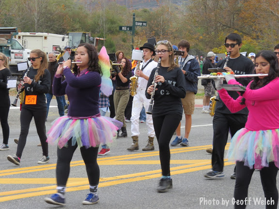 Members of the Suffern High School Marching Band always get into the spirit of the season. Here they lead the Sloatsburg Halloween Parade down through the center of the Village.