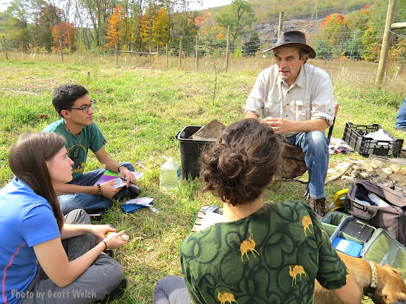 Chuck Stead and Ramapo College students at the Torne Valley Medicine Garden braiding newly harvested ceremonial Sweet Grass.