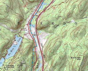 Proposed route of the Pilgrim Pipelines through the Town of Tuxedo which will run through sensitive wetlands along the Ramapo River. Click map to enlarge.