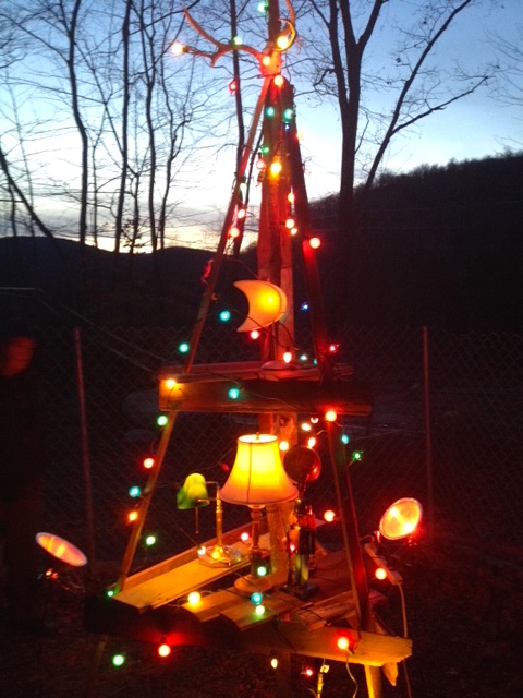 The Saltbox Solstice Tree lighted up against the coming long nights of winter.