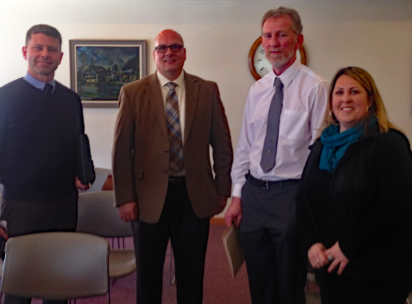 Acting NYDOT Regional Director Todd Westhuis (left), NYDOT Assistant Commissioner Thomas McIntyre (center), DOT Engineer Joe Hurley, and Annmarie McAnany (right), who manages the Sloatsburg Public Library.