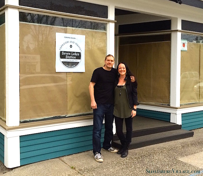 Martijn Mollet and partner Jamie Lovelace stand in front of their newly acquired property in Sloatsburg's village center -- which will soon open as Seven Lakes Station Taproom and Market.
