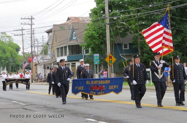 Members of the Sloatsburg Volunteer Fire Department lead the 2016 Memorial Day Parade. The SFD held its first meeting on November 27, 1923, at the Henry Club which still stands.