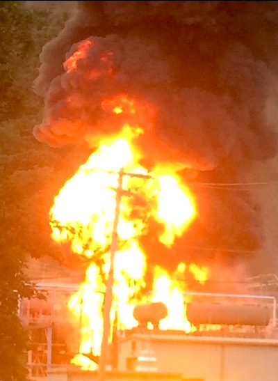 A shot of the substation blaze and its intensity as local firefighters tended to the Torne Valley incident Friday evening, June 24.