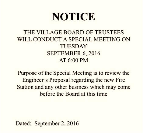 fire hall notice